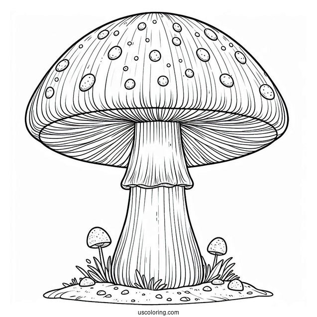 Tall Amanita Muscaria Mushroom Coloring Page