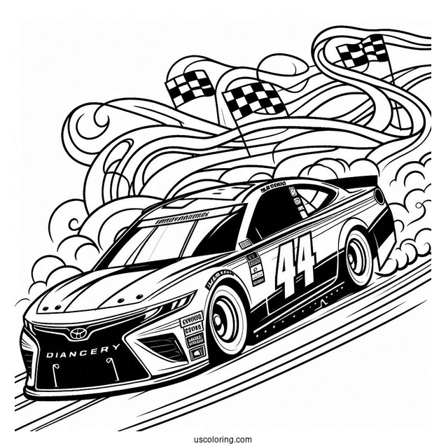 Simple NASCAR Coloring Page Cars Outline On Race Track For Kids