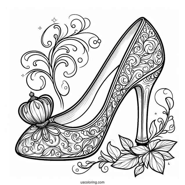 Coloring Page Of Cinderella_s Glass Slipper