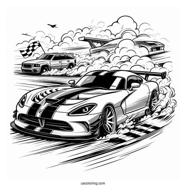 Dodge Viper Drifting Around Race Track