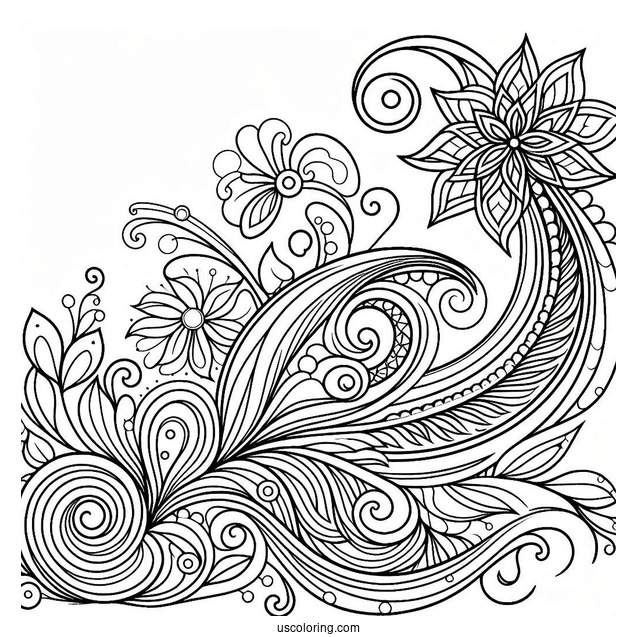 Curved Patterns Coloring Page For Kids