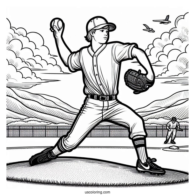 Baseball Pitcher Coloring Page