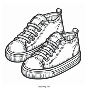 Outline Of Kid_s Rubber Shoes Coloring In