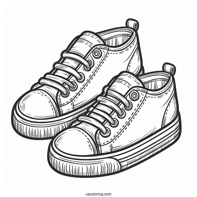 Outline Of Kid_s Rubber Shoes Coloring In