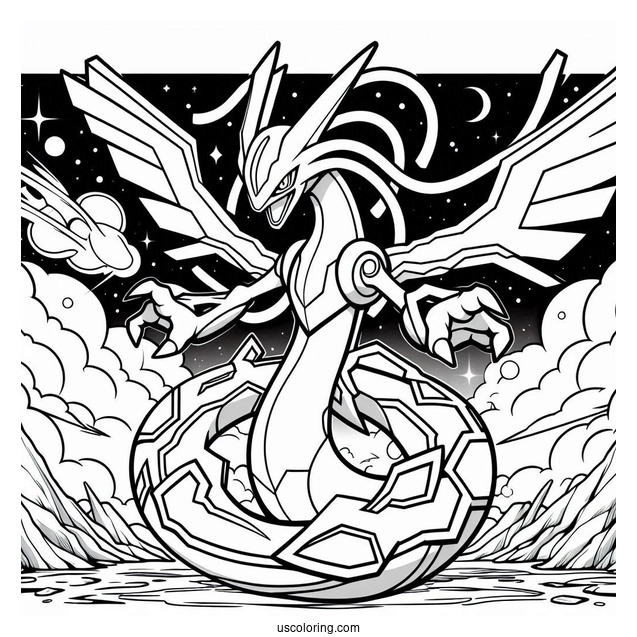 Legendary Pokemon Ultimate Rayquaza Coloring Page