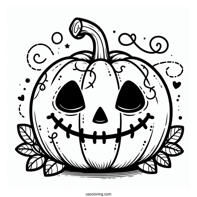 Pumpkin Coloring Page Of Jack O Lantern With Mouth Stitches