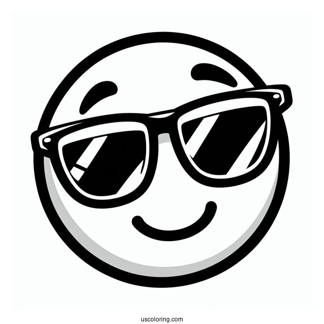 Smiling Face With Sunglasses Emoji Coloring Page For Kids