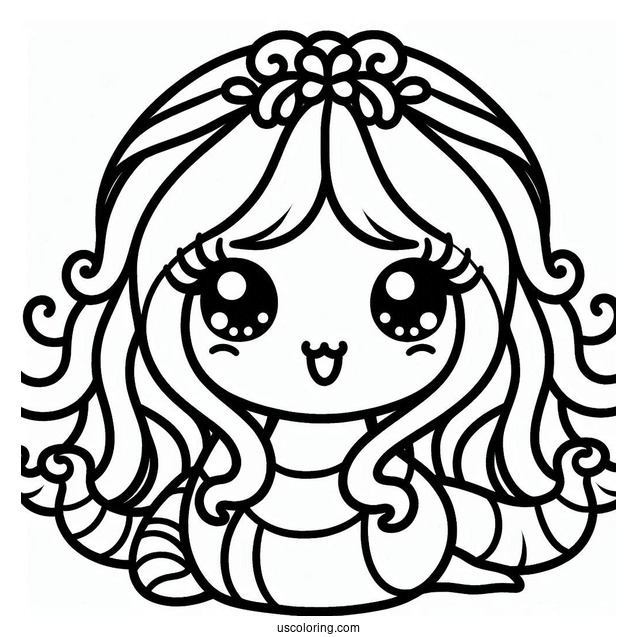 Kawaii Smiling Medusa Coloring Page For Preschoolers