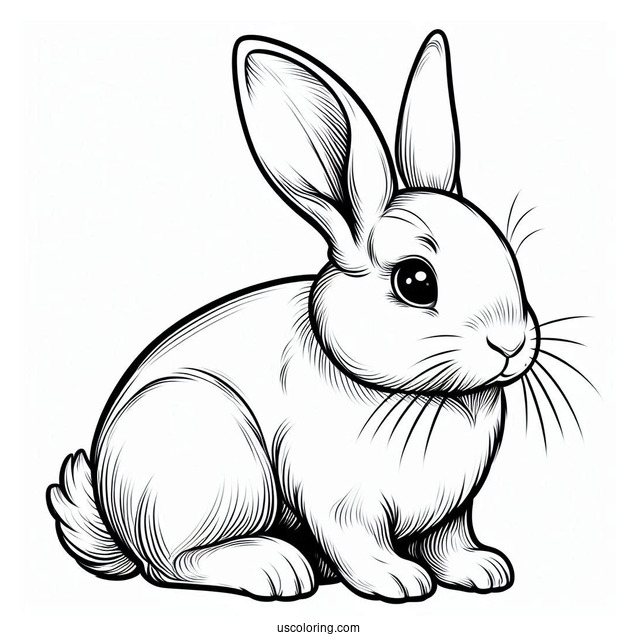 Simple Outline Of Realistic Rabbit