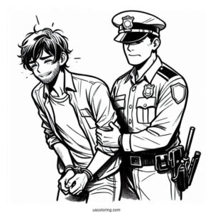 Criminal Being Arrested By Police Man To Color