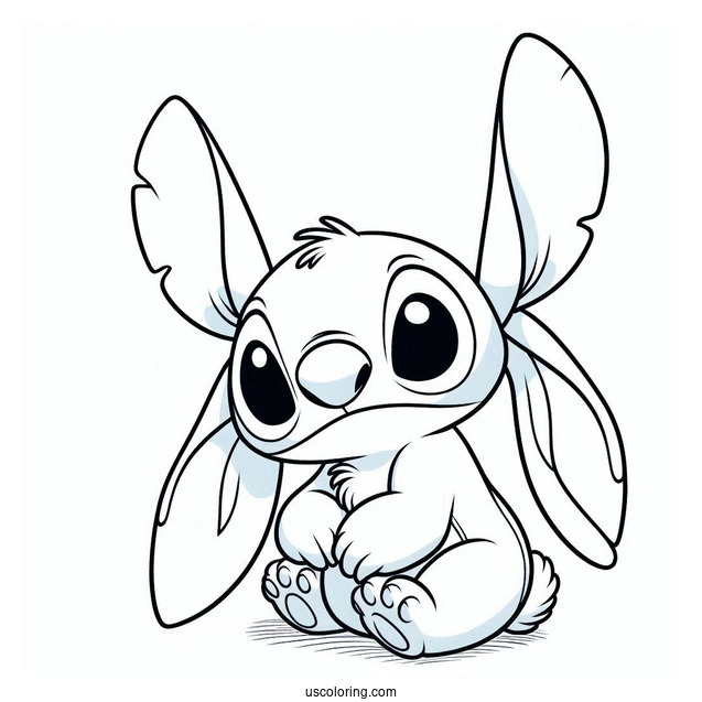 Easter Bunny Coloring Page Of Stitch Wearing Bunny Ears