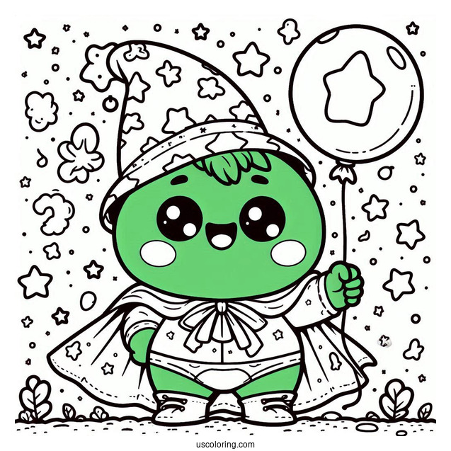 Dazzled Chibi Hulk Coloring Page In A Starry Sky For Preschoolers