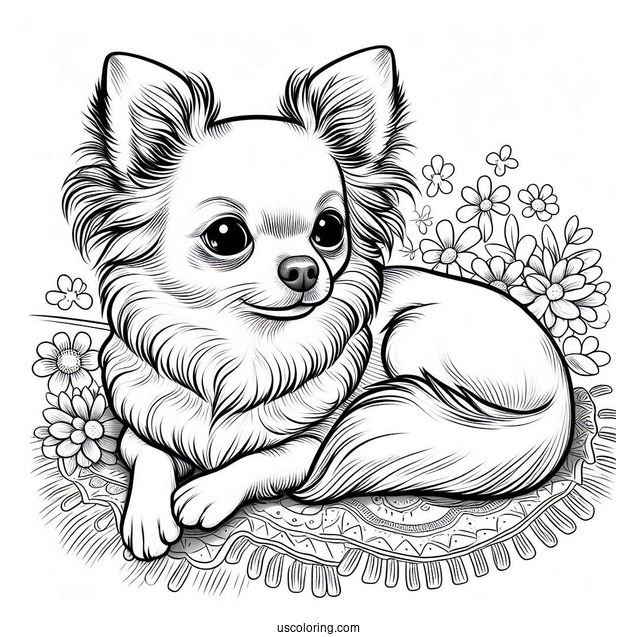 Chihuahua Coloring Page Resting Indoors