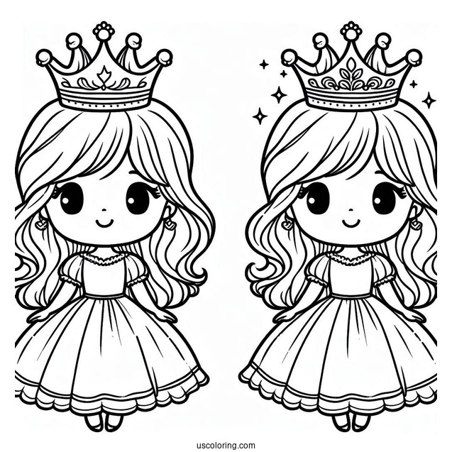Coloring Page Of Princess Wearing Crown For Kids