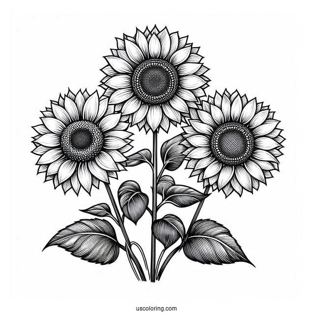 Three Big Beautiful Sunflowers