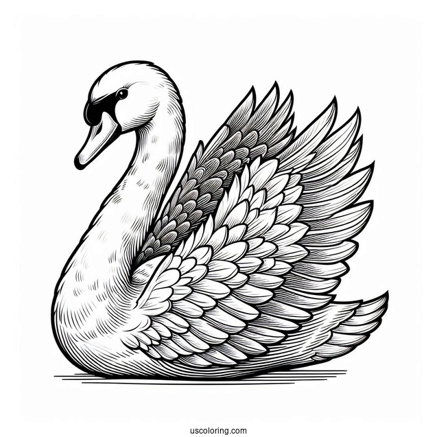 Large Regal Swan Coloring Page With Detailed Feathers
