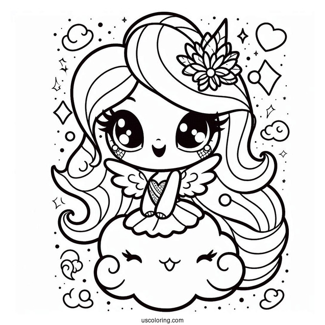 Shimmer And Shine Coloring Page Of Kawaii Shimmer On A Cloud