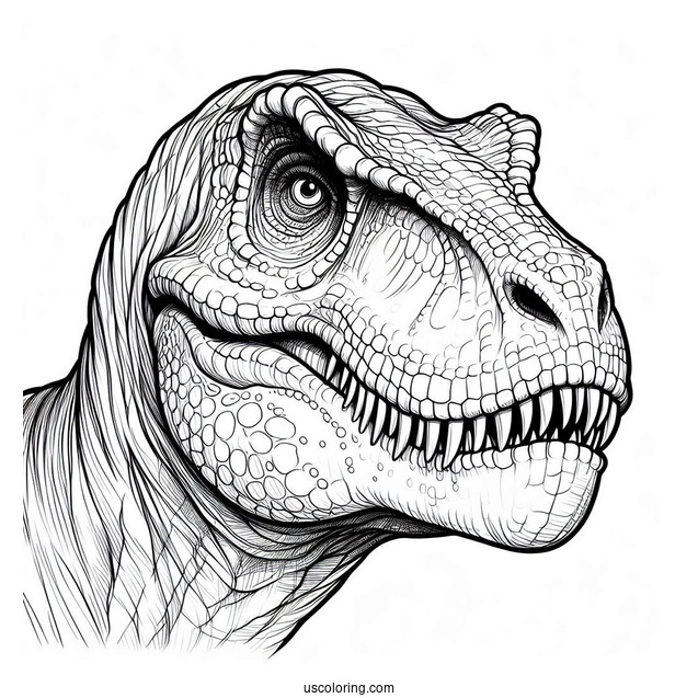 Close Up Of T-Rex Head Coloring Sheet