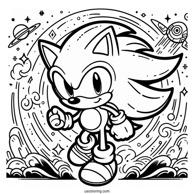 Super Sonic Coloring Page For Kids