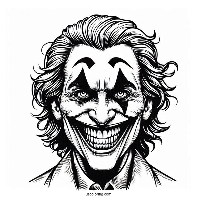Terrifying Joker Coloring Page Grinning