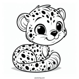 Happy Cheetah Coloring Page With Large Spots