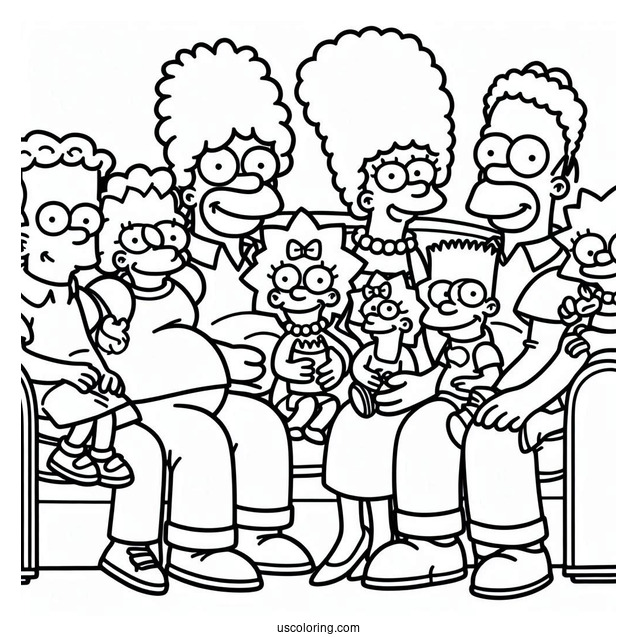 Simpsons Family Sitting On Couch To Color