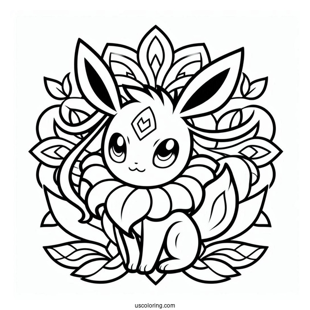 Sylveon Pokemon Mandala Coloring Sheet