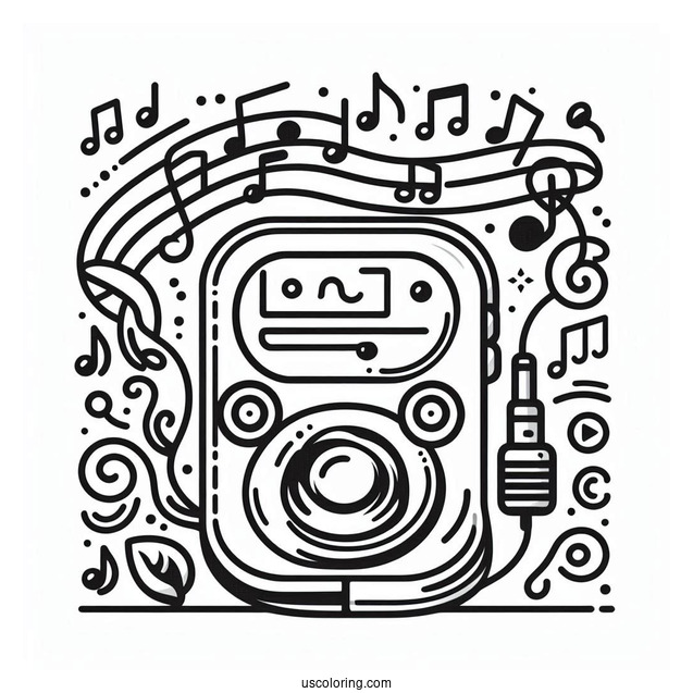 Music Coloring Page Of Simple MP3 Player Outline