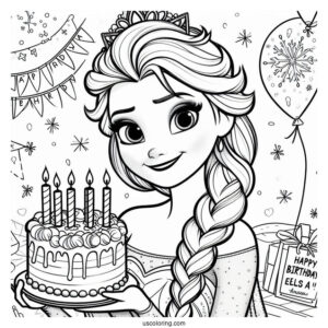 Happy Birthday Elsa Coloring Sheet