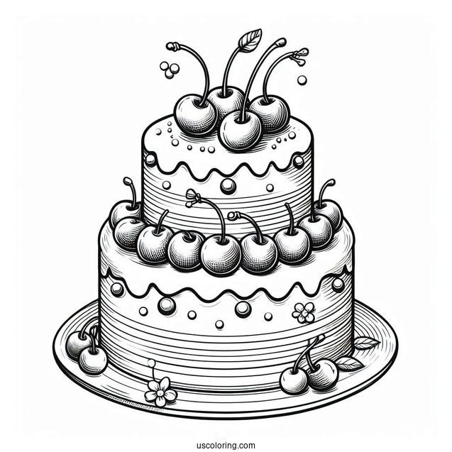 Two-Tiered Birthday Cake With Cherries