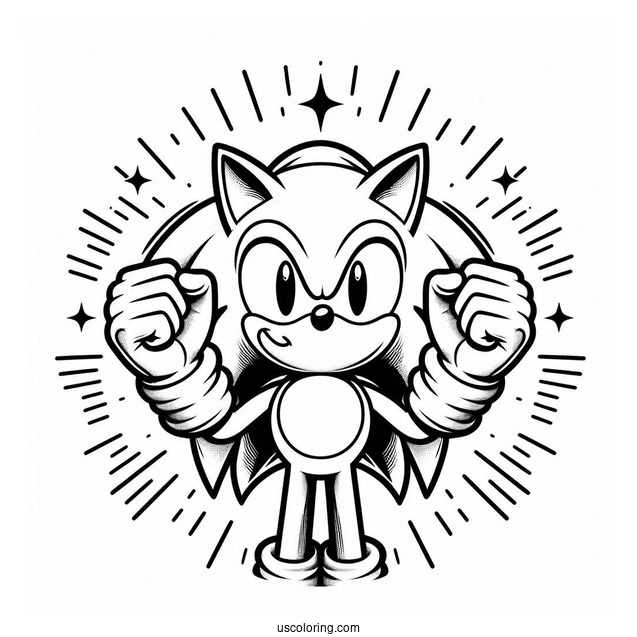Super Sonic Coloring Page Power Up With Special Gloves
