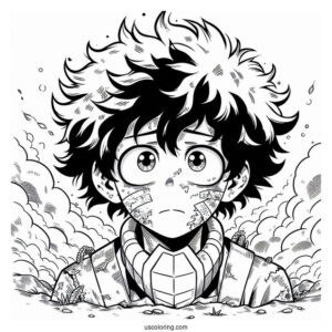 Close Up Of Injured Deku Coloring Page