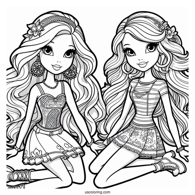 Barbie Version Of Polly Pocket Coloring Page, Shani, And Lila