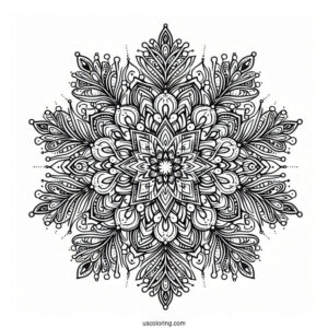 Intricate Snowflake Coloring Page Mandala