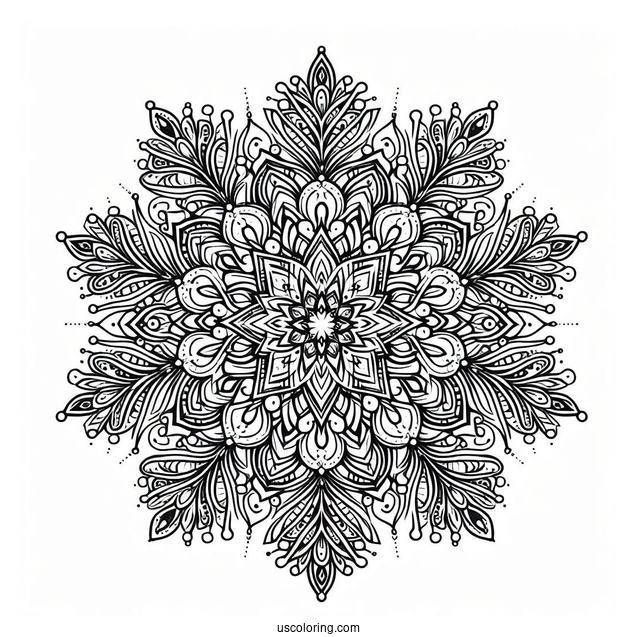 Intricate Snowflake Coloring Page Mandala