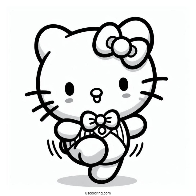 Pochacco Coloring Page Dancing With Hello Kitty