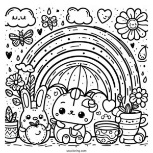 Easy Orange Rainbow Friends Coloring Page For Preschoolers