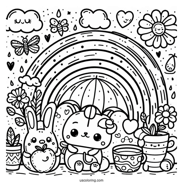 Easy Orange Rainbow Friends Coloring Page For Preschoolers