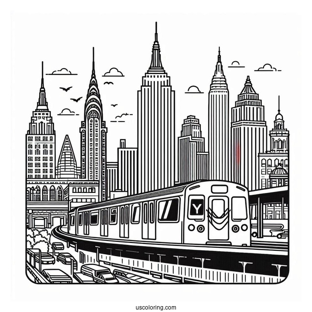 New York Coloring Page Of Metrocard Outline For Kids