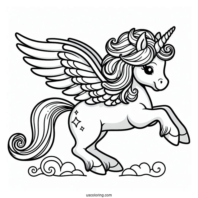 Simple Cute Pegasus Coloring Page For Kids