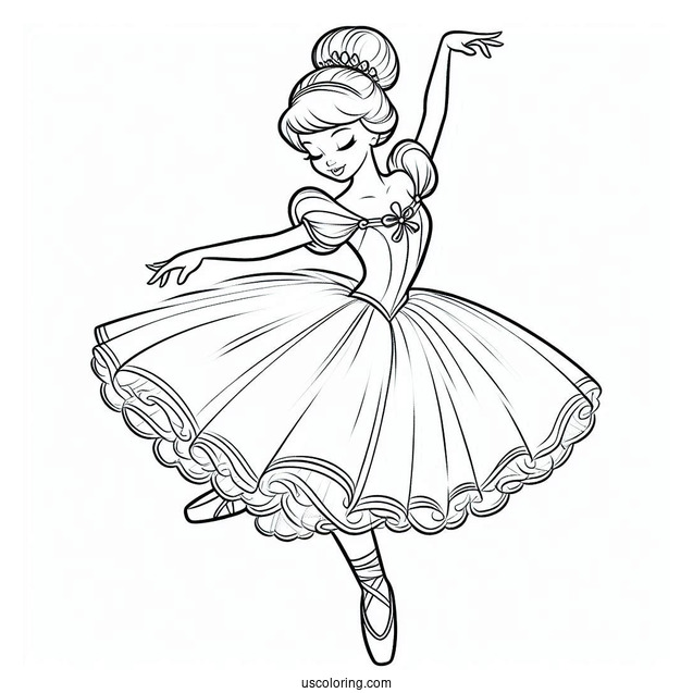 Coloring Page Of Cinderella As a Ballerina