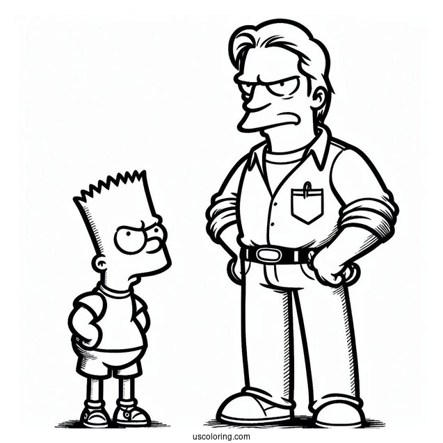 Simpsons Coloring Pages Of Combic Book Guy Jeff Albertson Frowning At Bart Simpson