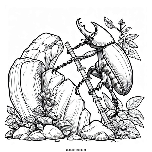 Hercules Beetle Coloring Page Climbing Rock