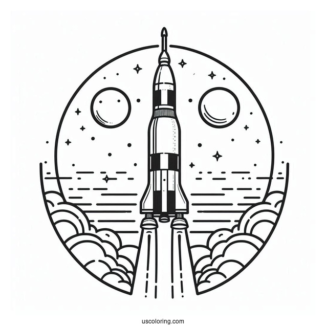 Simple Outline Of Saturn V Rocket To Color