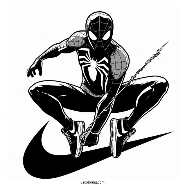 Miles Morales Spider Man In Nike Coloring Page Jumpman Pose