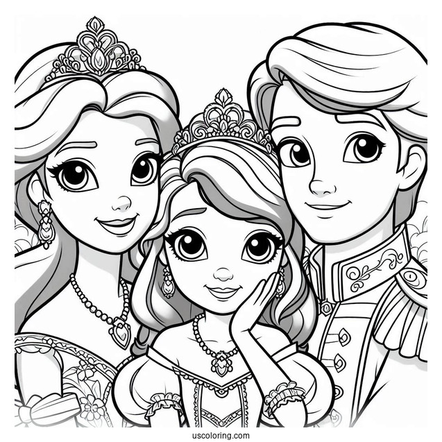 Sofia The First Coloring Page With Prince James, And Princess Amber