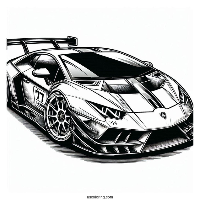 Detailed Lamborghini Race Car Coloring Page