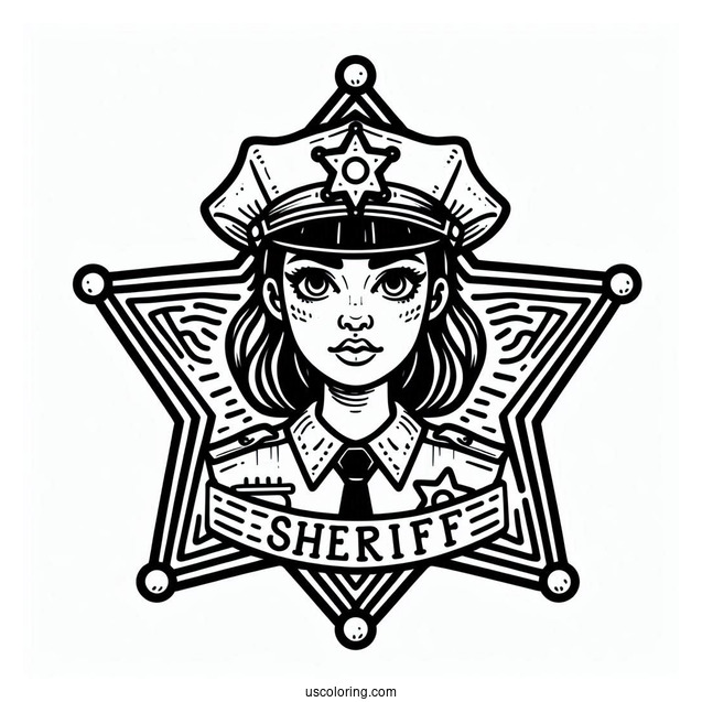Sheriff Badge Coloring Sheet For Kids