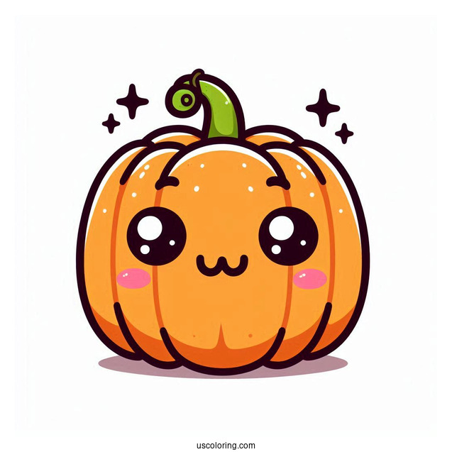 Blushing Cartoon Pumpkin Coloring Page