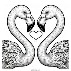 Two Flamingos Making a Love Heart Shape